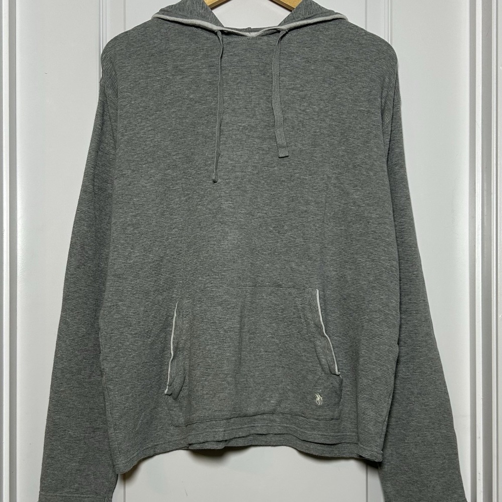 Polo Ralph Lauren Sleepwear 100% Cotton Gray Waffle Knit Pullover Hoodie